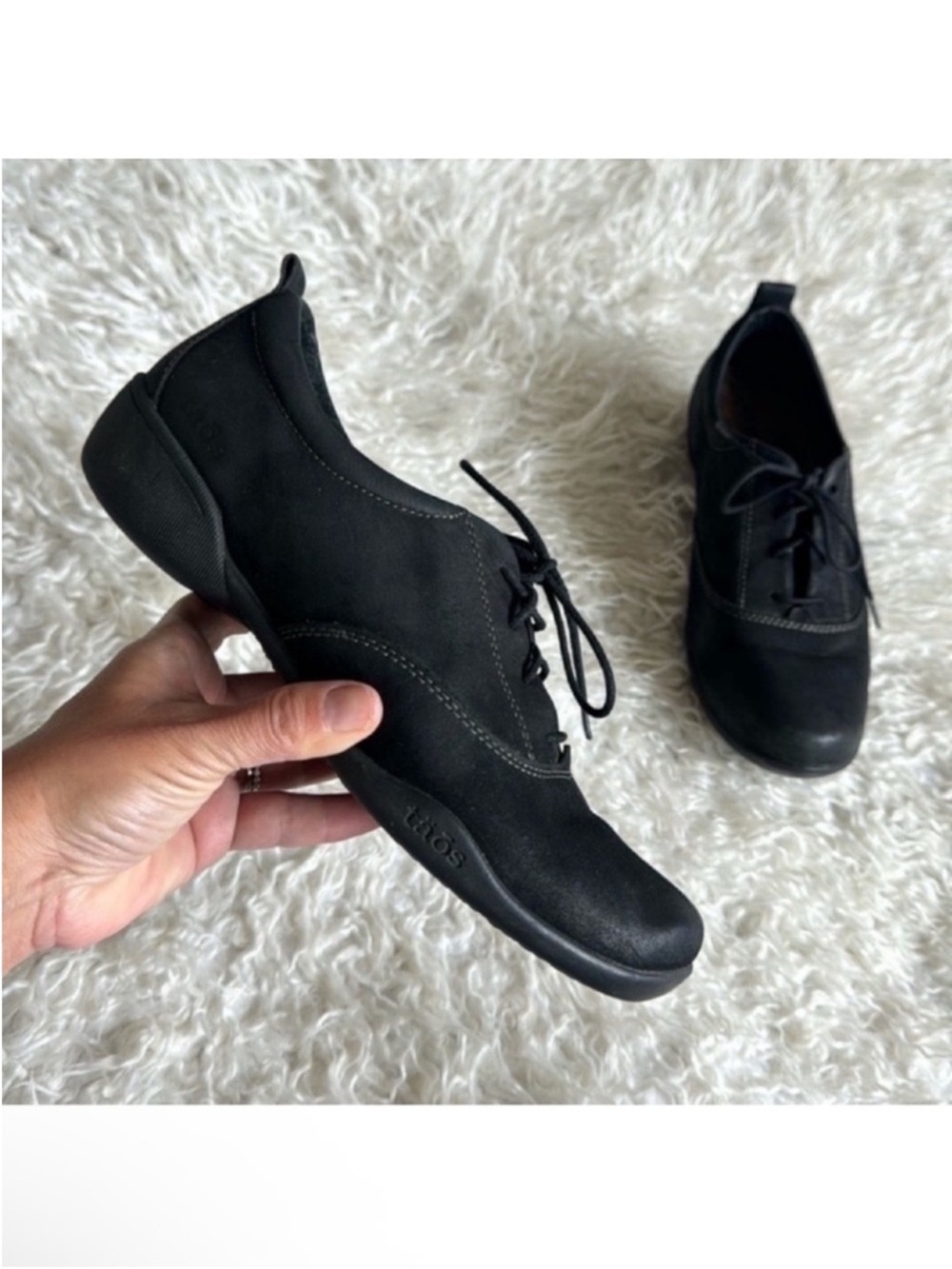 Taos Black Getaway Oxford Lace Up Suede Leather Shoes Sz 8 Casual Comfort
